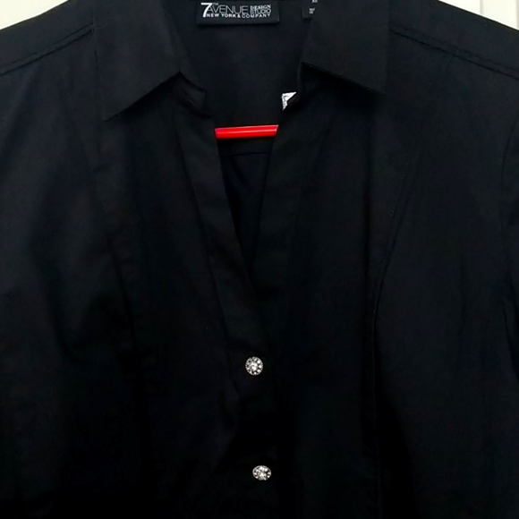 NWT NY&C Black Jewel Button-Up Blouse XS - Picture 1 of 5